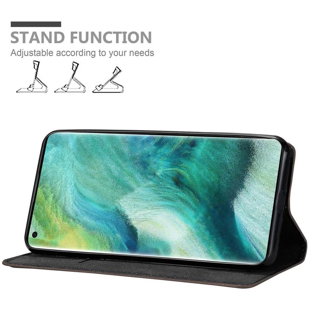 Custodia Compatibile Con Oppo Find X2 In Bruno Caffè - Coperchio Protettiva Con Chiusura Magnetica, Funzione Stand E Tasca Per Le Carte - Foto 2