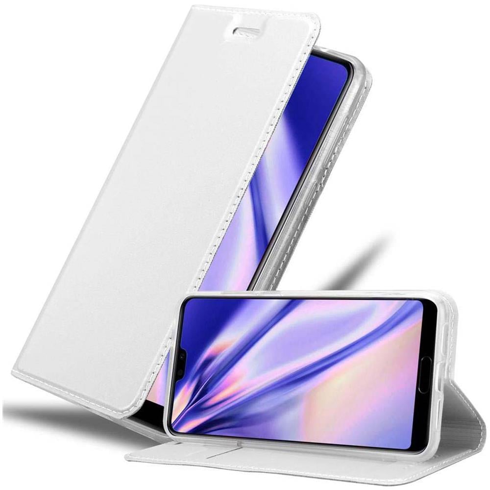 Custodia Compatibile Con Huawei P20 In Classy Argento - Coperchio Protettiva Con Chiusura Magnetica, Funzione Stand E Tasca Per Le Carte - Foto 1