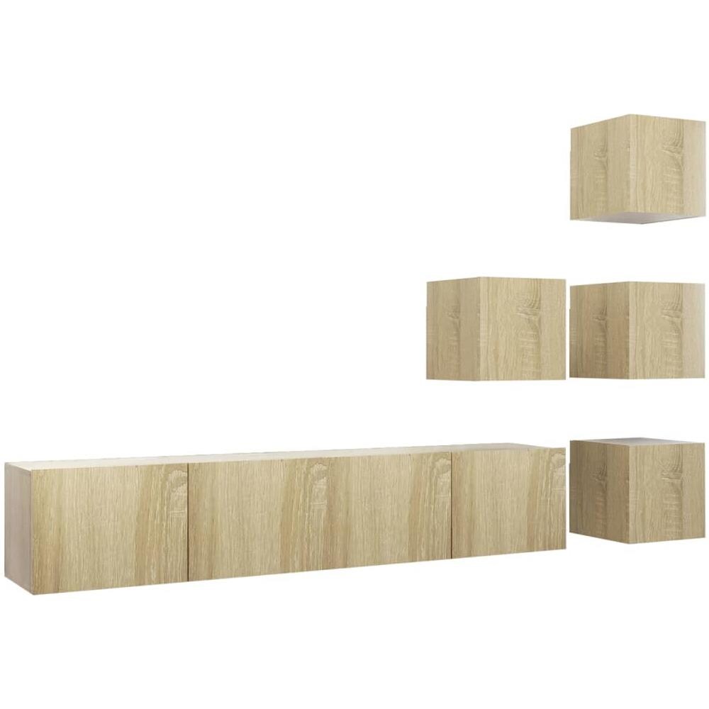 Set di Mobili Porta TV 6 pz Rovere Sonoma in Legno Multistrato - Foto 2