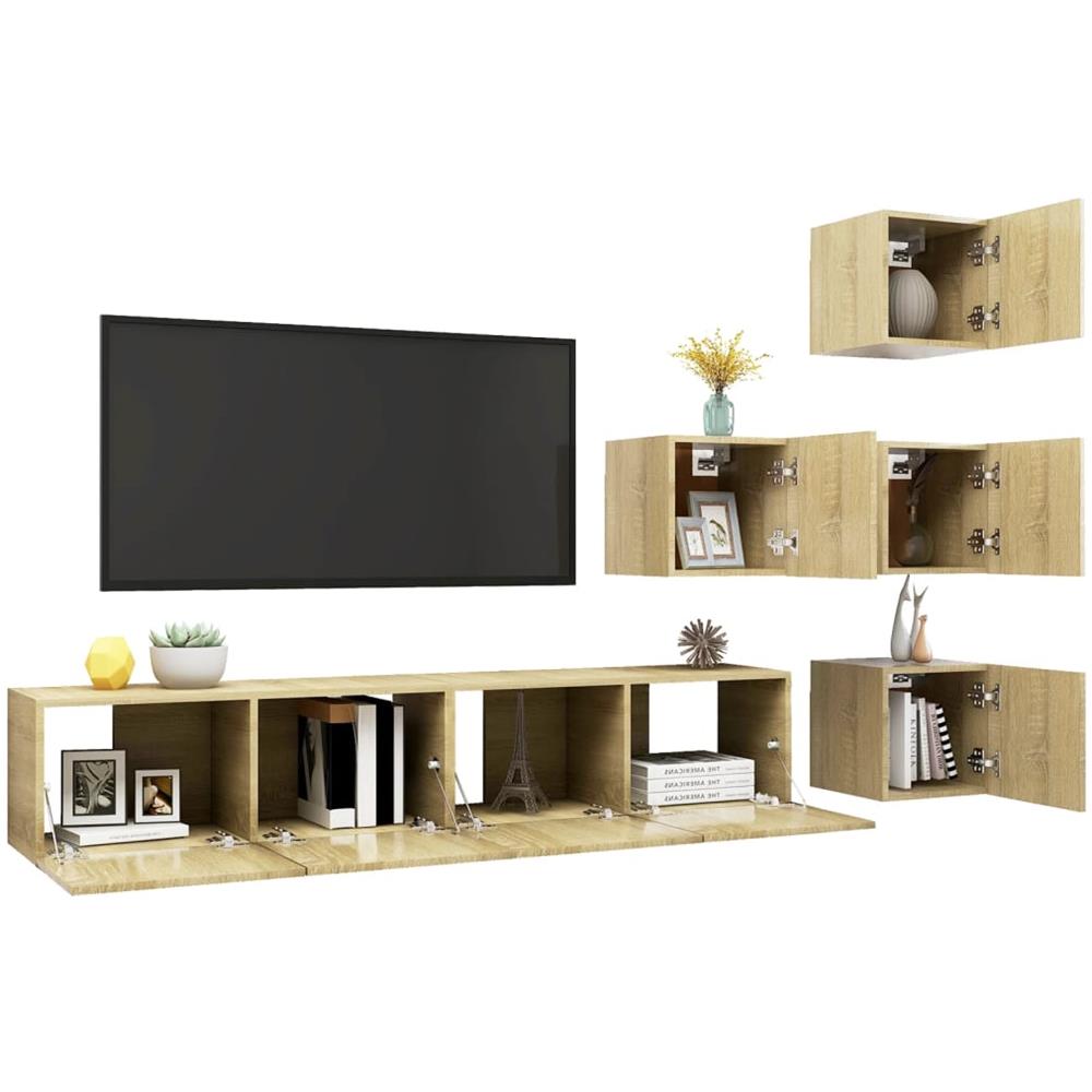 Set di Mobili Porta TV 6 pz Rovere Sonoma in Legno Multistrato - Foto 3