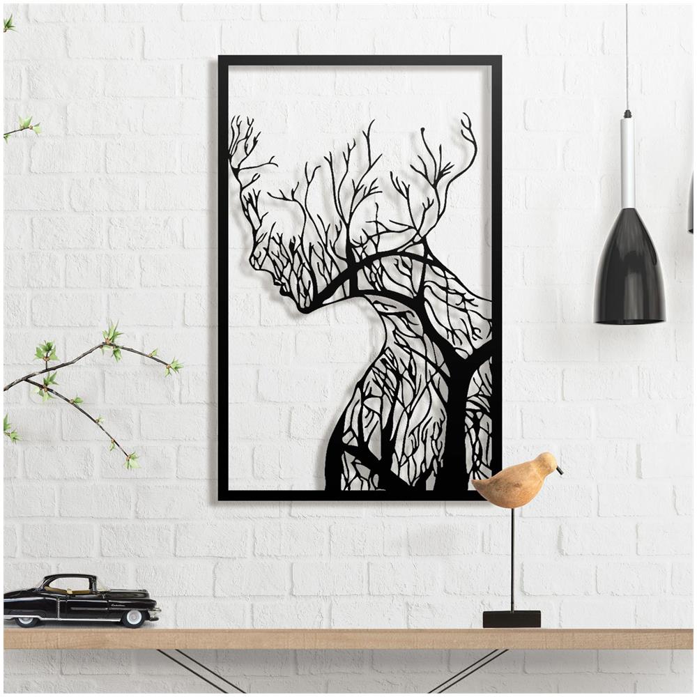 Silhouette Di Volto Femminile 74 X 56 Cm, Volto Femminile In Metallo Arte Murale Decorazione D'interni - Foto 1