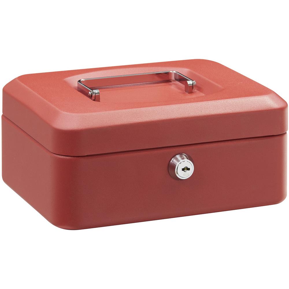 Elegant C9224 Cassetta Di Sicurezza Con Chiave Per Contare E Trasportare Denaro | Cassetta Portavalori In Acciaio Con Vassoio Portamonete | Cassaforte Portatile De 20 Cm Di Larghezza | Rossa - Foto 1