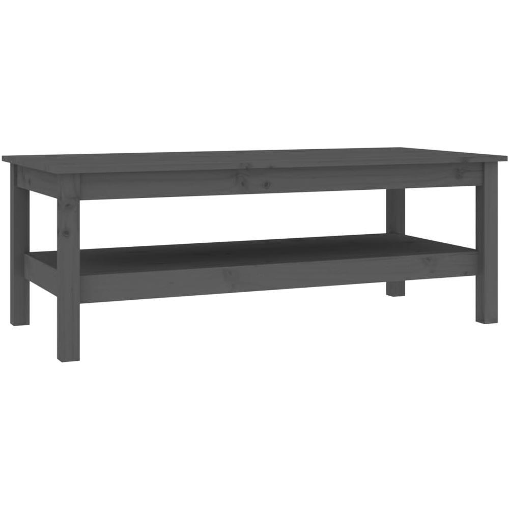 Tavolino Da Salotto Grigio 110x50x40 Cm Legno Massello Di Pino - Foto 2