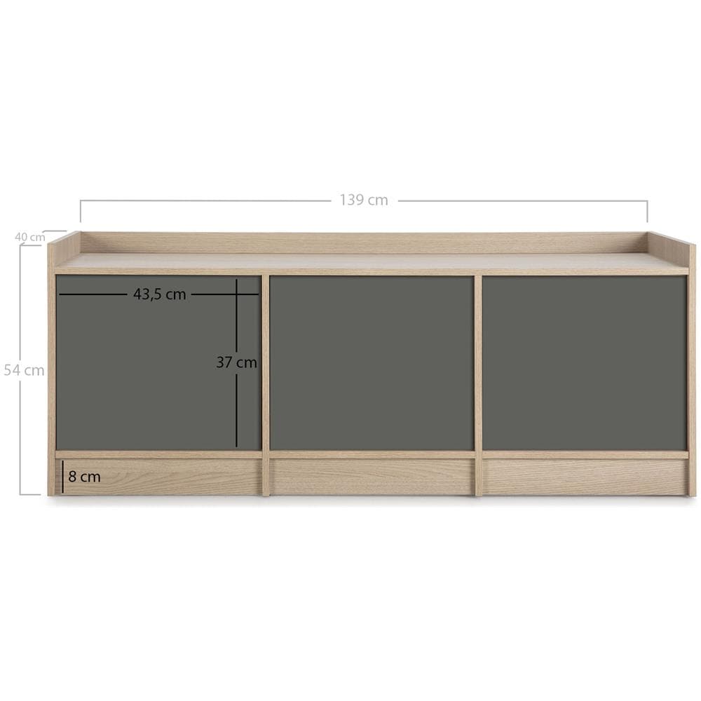 Mobile Per Tv Moscú 3 Ante, Color Rovere /grigio, 139 Cm (larghezza) 40 Cm (profonditá) 54 Cm (altezza) - Foto 3