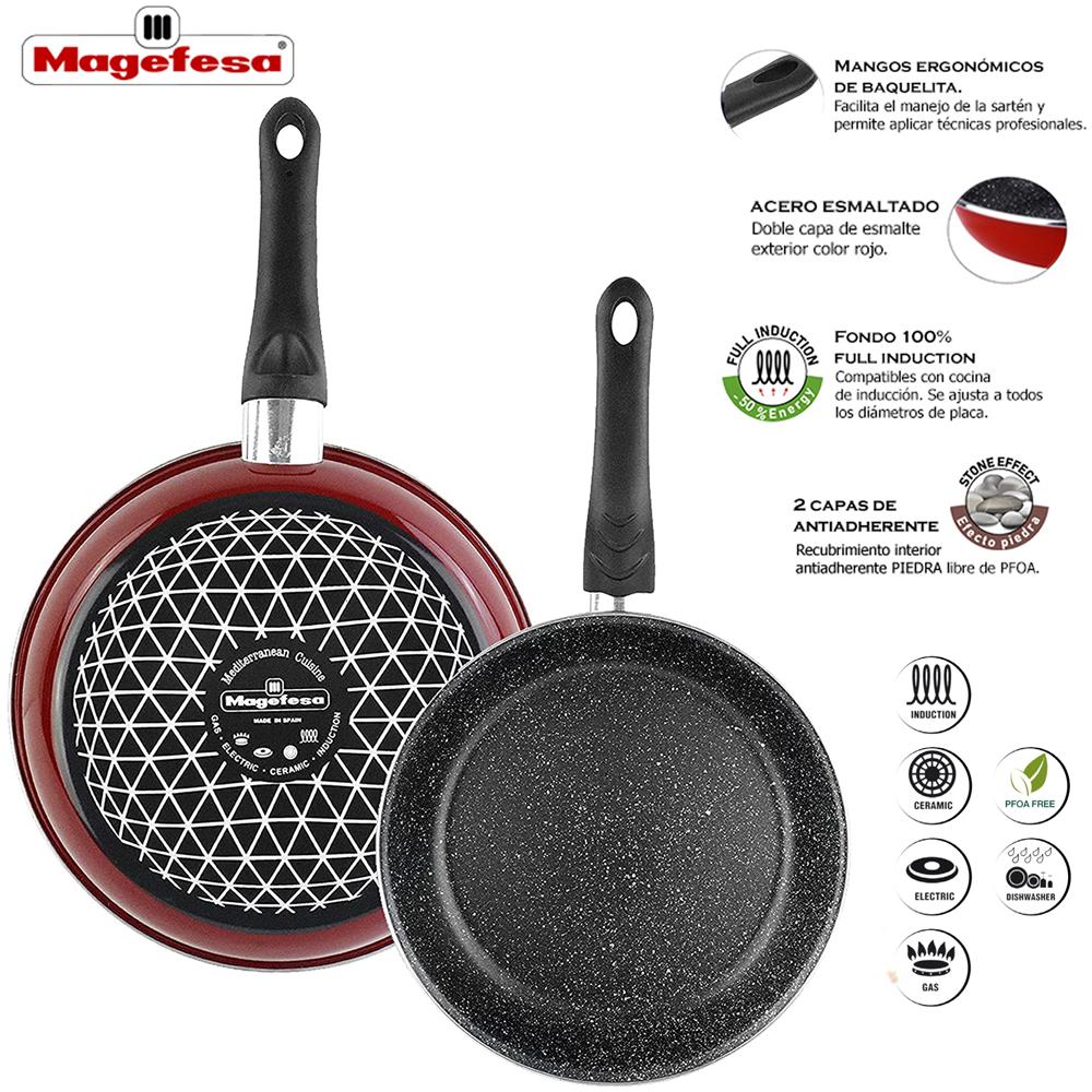 Padella In Pietra Praga 22 Cm, In Acciaio Smaltato Vetrificato, Colore Marrone, Induzione E Lavabile In Lavastoviglie - Foto 2