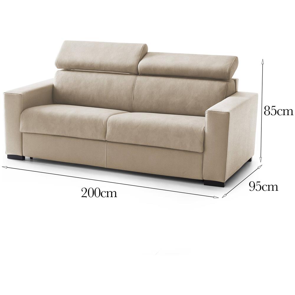 Divano Fisso Susanna, Divano A 3 Posti, 100% Made In Italy, Sofà Soggiorno, In Tessuto Imbottito, Con Poggiatesta Regolabili E Braccioli Slim, Cm 200x95h85, Beige - Foto 4