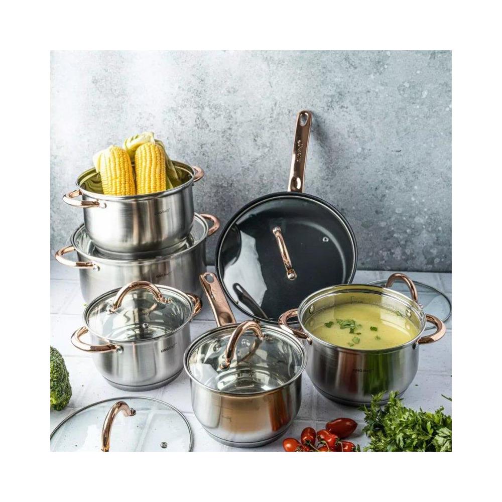 Set di pentole in acciaio inossidabile Kinghoff KH-1765 Premium da 12 pezzi - Foto 2