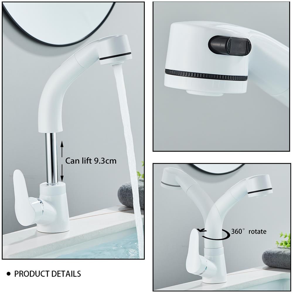 Rubinetto per lavabo da bagno, Blackswan, tipo M178, modello bianco opaco con bocca retrattile, misura 25 cm - Foto 2