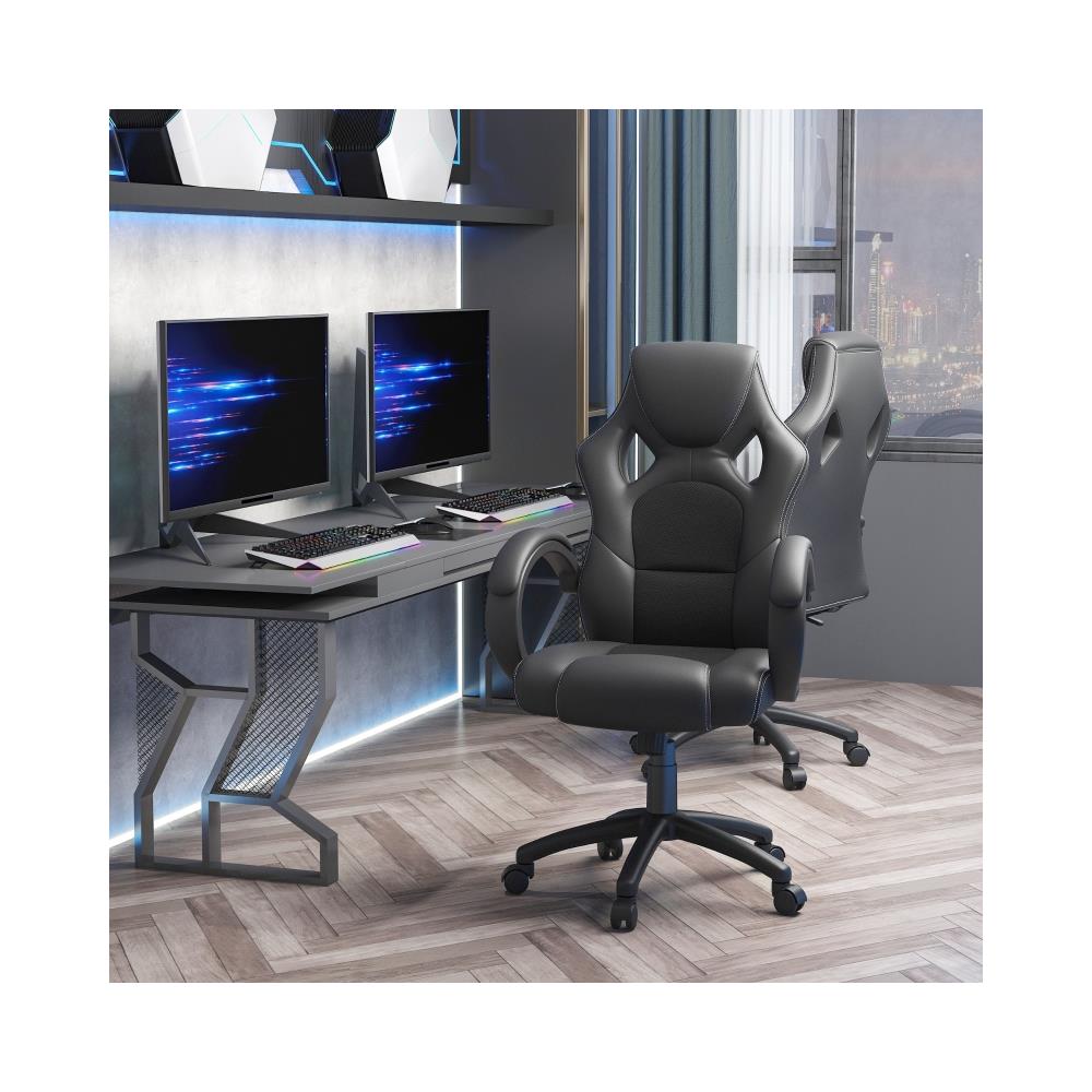 Poltrona Ufficio Stile Racing Gaming Regolabile Nero - Foto 2