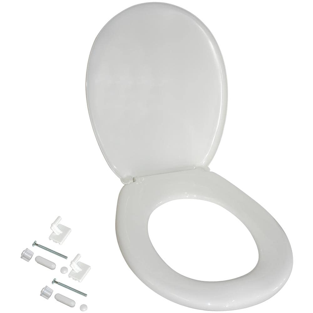 Sedile Per Water Con Coperchio In Termoplastica Di Colore Bianco, Completo Di Cerniere In Plastica E Viti Ferma Coperchio In Ferro Zincato. Modello Pesante - Foto 1