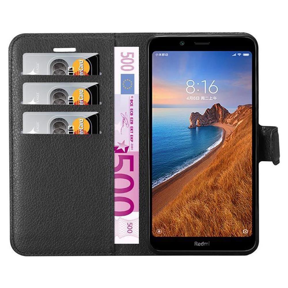 Custodia Compatibile Con Xiaomi Redmi 7a In Nero Carbone - Coperchio Protettiva Con Chiusura Magnetica, Funzione Stand E Tasca Per Le Carte - Foto 8