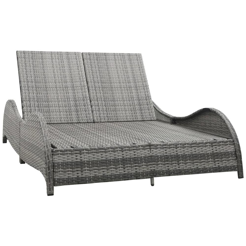 Lettino Prendisole Doppio con Cuscino in Polyrattan Antracite - Foto 3