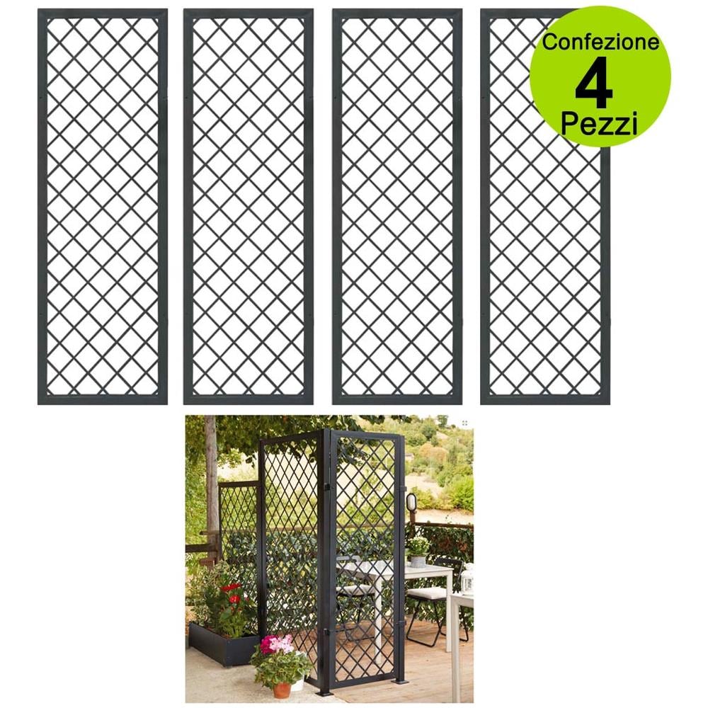 Multipack 4 Pz Tralicci Fissi 0,60 X H 1,80 Metri Con Cornice In Metallo Stell Trellis Colore Antracite - Foto 1