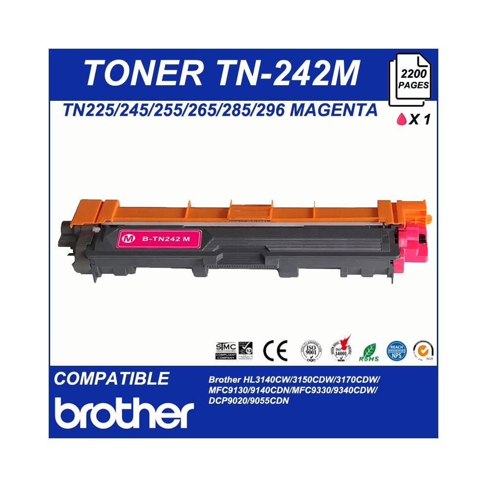 TONER - Cartuccia Laser, Stampante Brother Tn225/245/255/265/285/296 Magenta 2200 Pagine - Foto 1
