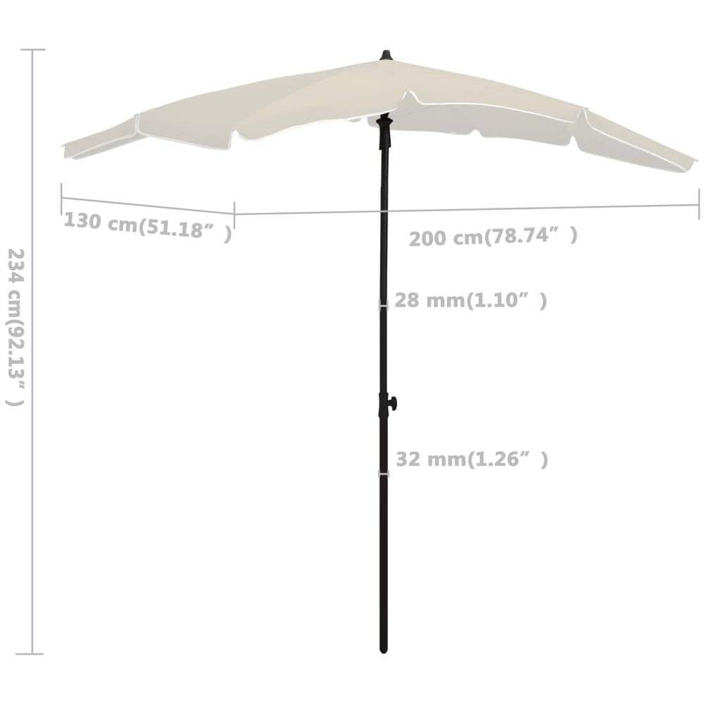 Ombrellone Da Giardino Con Palo 200x130 Cm Sabbia - Foto 6