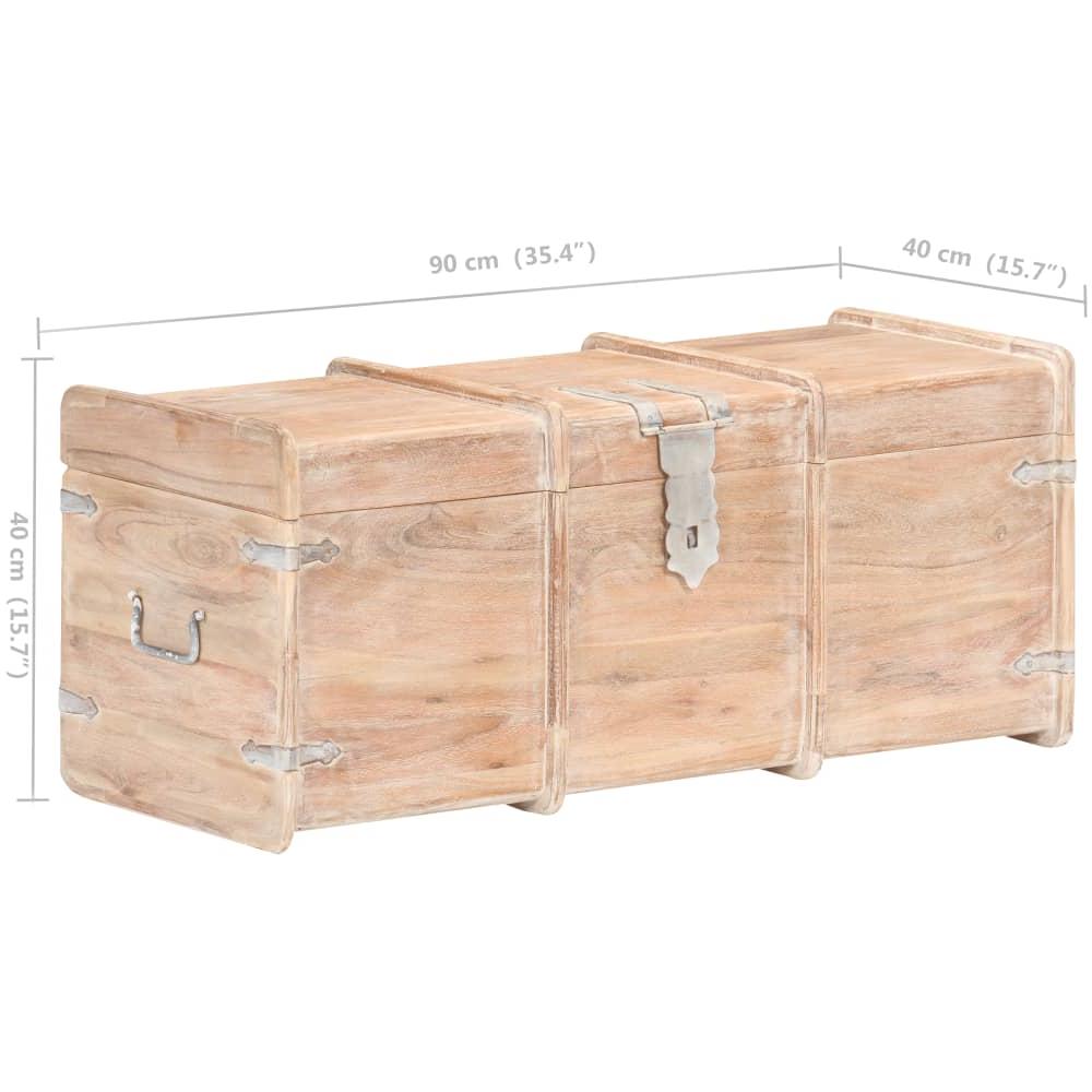Baule 90x40x40 cm in Legno Massello di Acacia - Foto 8