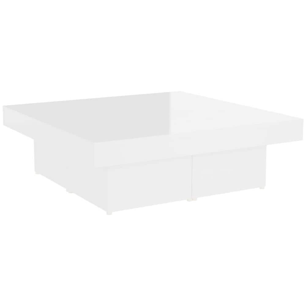 Tavolino da Salotto Bianco Lucido 90x90x28 cm Legno Multistrato - Foto 2
