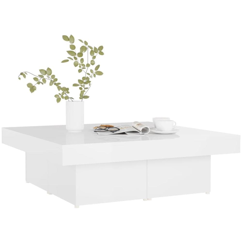 Tavolino da Salotto Bianco Lucido 90x90x28 cm Legno Multistrato - Foto 3
