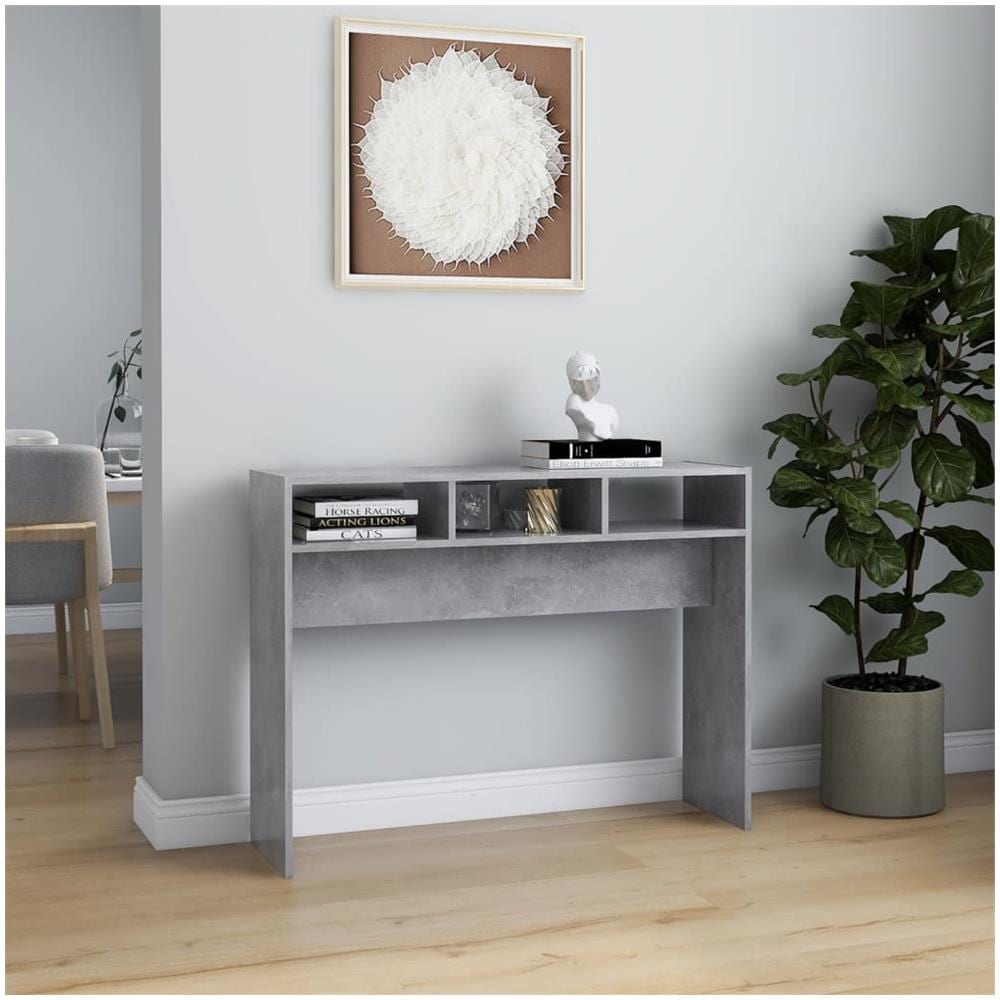 Tavolino Consolle Grigio Cemento 105x30x80cm Legno Multistrato - Foto 3