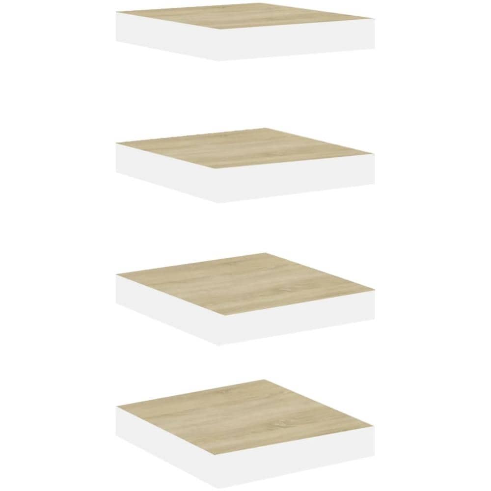 Mensole A Muro 4 Pz Rovere E Bianco 23x23,5x3,8 Cm In Mdf - Foto 2