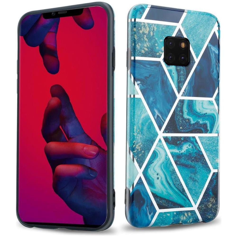 Custodia Compatibile Con Huawei Mate 20 Pro In Marmo Blue Wave No. 13 - Coperchio Protettivo In Silicone Tpu Con Motivo A Mosaico - Foto 1