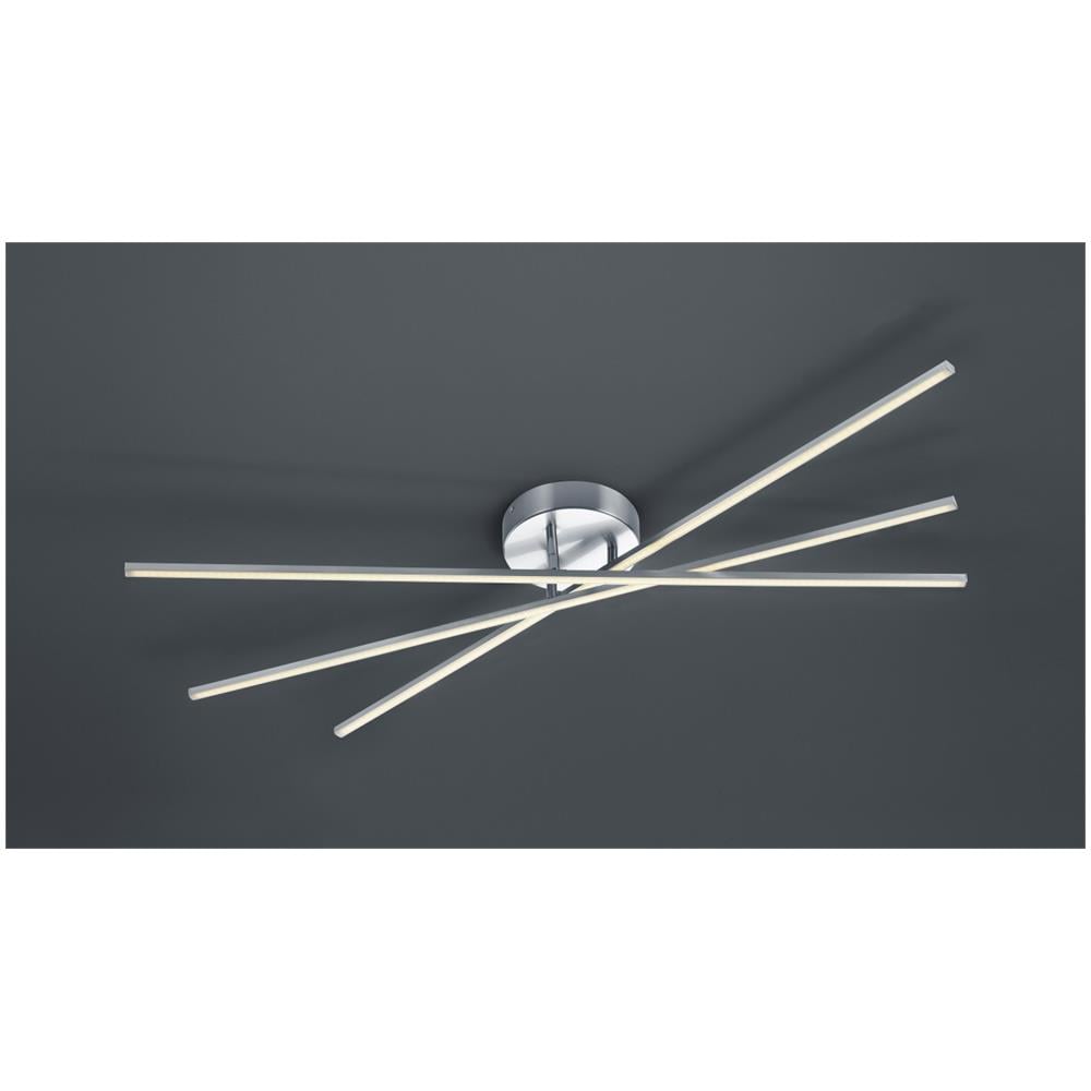 Tiriac Plafoniera Led Grande 3 Bacchette Orientabili Di Metallo Acciaio Satinato Con Regolazione 3 I - Foto 1