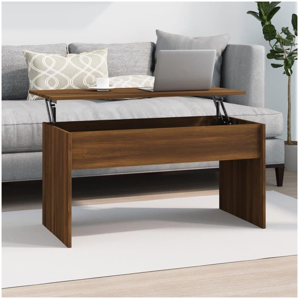 Tavolino Rovere Marrone 102x50,5x52,5 Cm In Legno Multistrato - Foto 1