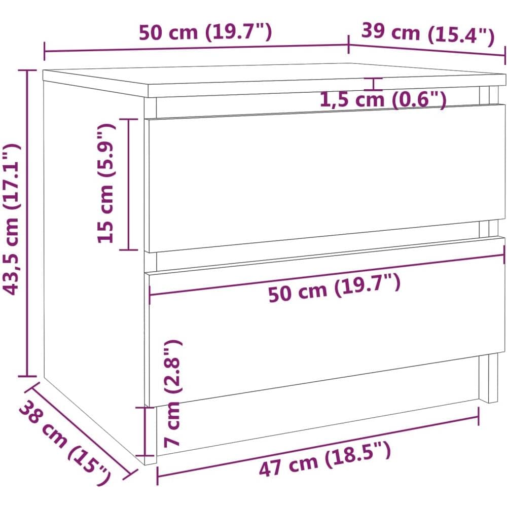 Comodino Grigio Sonoma 50x39x43,5 Cm In Legno Multistrato - Foto 5