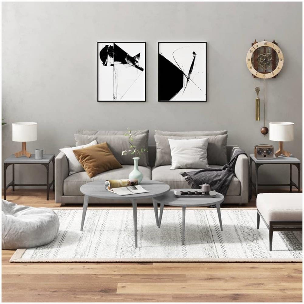 Tavolini 2pz Grigio Sonoma 40x40x35 Cm In Legno Multistrato - Foto 1