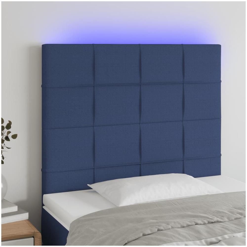 Testiera A Led Blu 80x5x118/128 Cm In Tessuto - Foto 1
