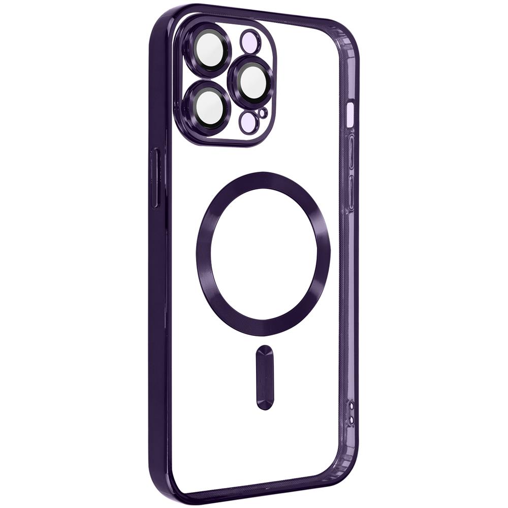 Cover Magsafe Per Iphone 13 Pro Max Silicone Protezione Fotocamera Bordo Viola - Foto 5