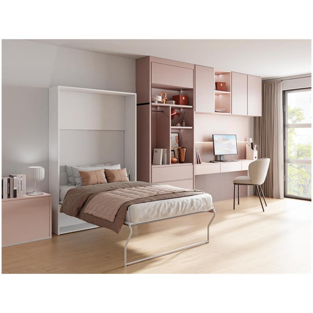Letto A Scomparsa Apertura Verticale 140 X 200 Cm Con Naturel E Bianco Materasso Beganio