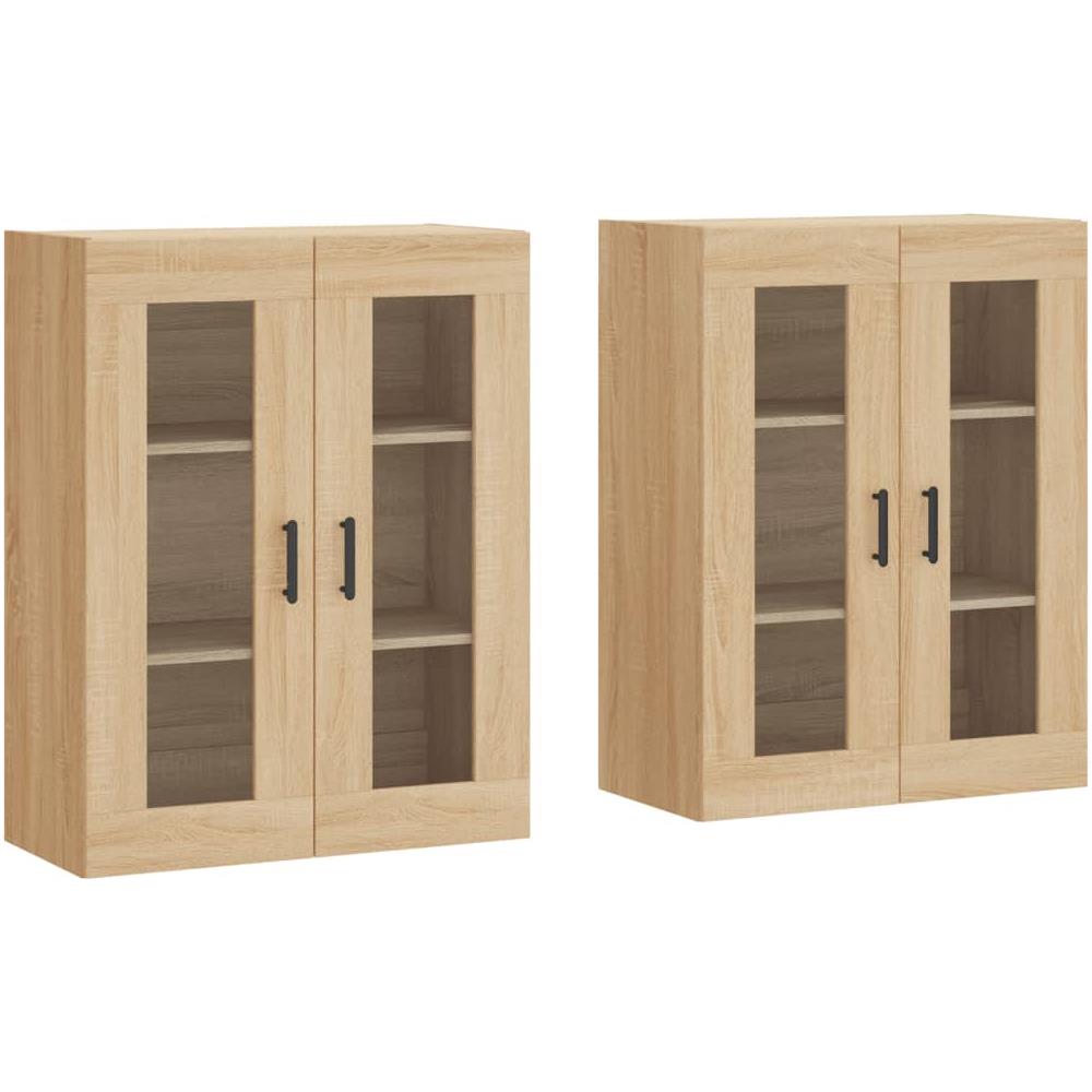 Armadietti A Parete 2 Pz Rovere Sonoma In Legno Multistrato - Foto 1