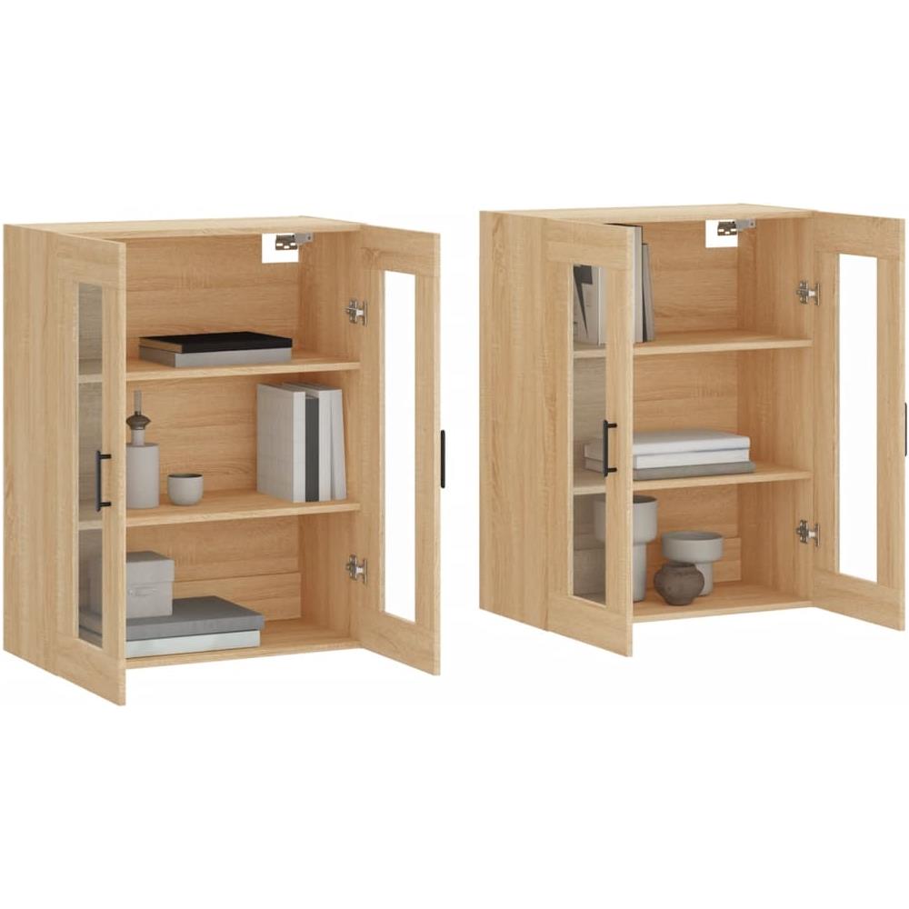 Armadietti A Parete 2 Pz Rovere Sonoma In Legno Multistrato - Foto 2