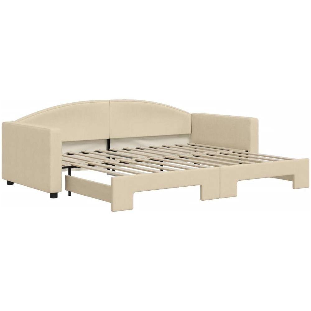 Divano Letto Con Letto Estraibile Crema 90x200 Cm In Tessuto - Foto 2