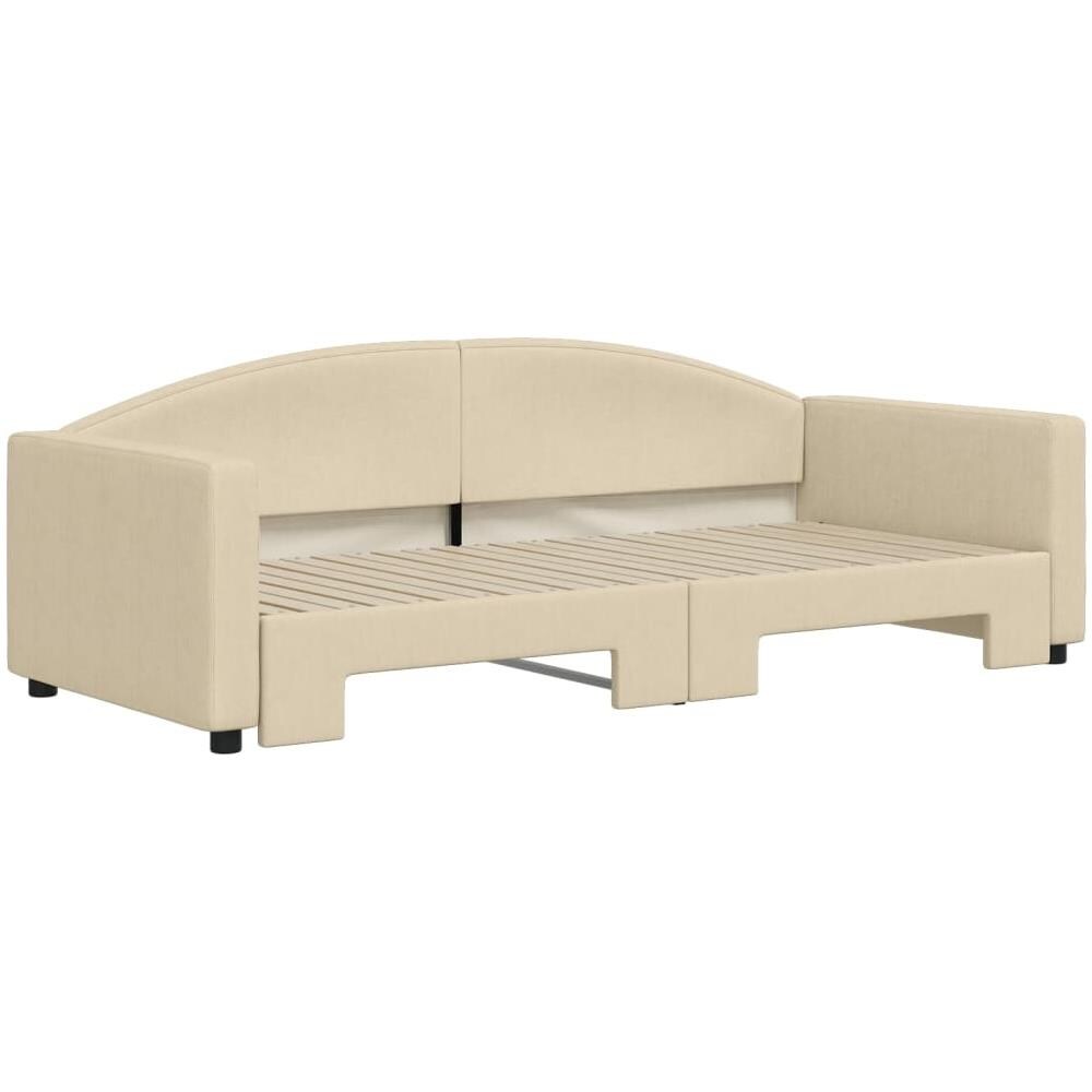Divano Letto Con Letto Estraibile Crema 90x200 Cm In Tessuto - Foto 3