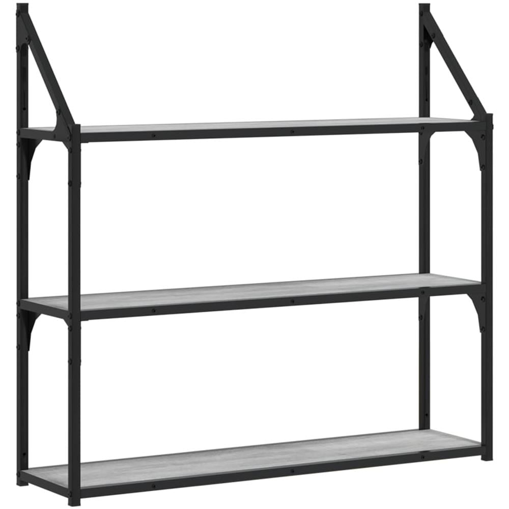 Scaffale Parete 3ripiani Grigio Sonoma 80x21x78,5cm Multistrato - Foto 2