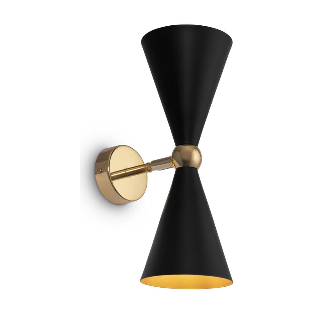 Applique Contemporanea Vesper Struttura E Diffusori In Metallo Nero E Oro 2 Luci - Foto 1