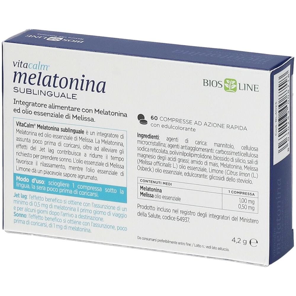 Vitacalm Melatonina Sublinguale 60 Compresse 1 mg - Foto 1