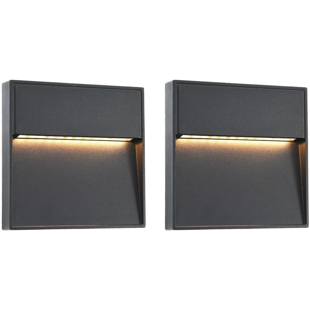 Lampade Da Parete Da Esterno A Led 2 Pz 3 W Nere Quadrate - Foto 1