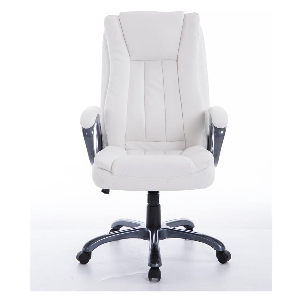 Sedia Ufficio XXL Bern in Similpelle - Poltrona Studio Regolabile - Sedia Imbottita con Alto Schienale - Poltrona Direzionale con Portata Max 150KG Bianco - Foto 2