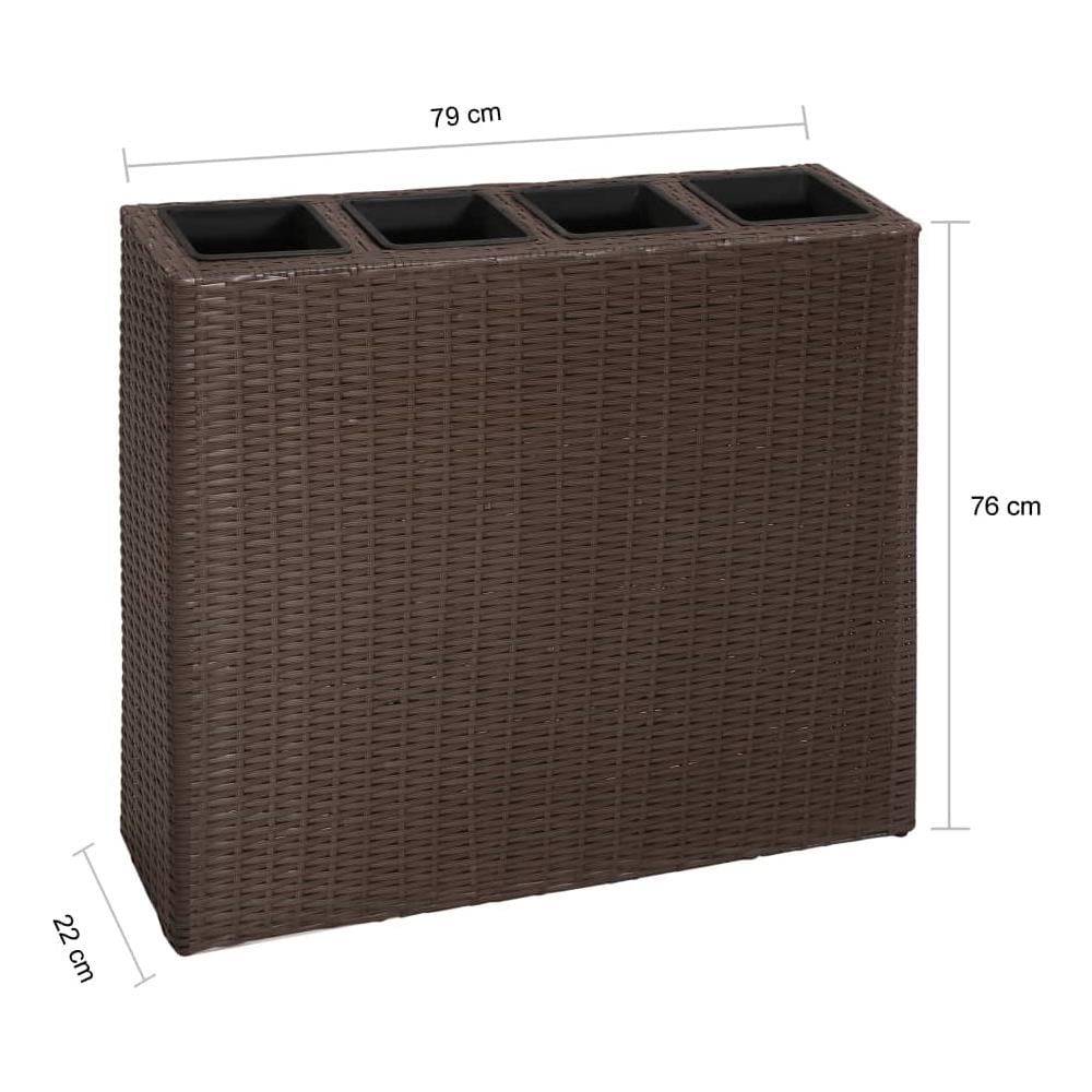 Fioriere Da Giardino Con 4 Vasi 2 Pz In Polyrattan Marrone - Foto 7