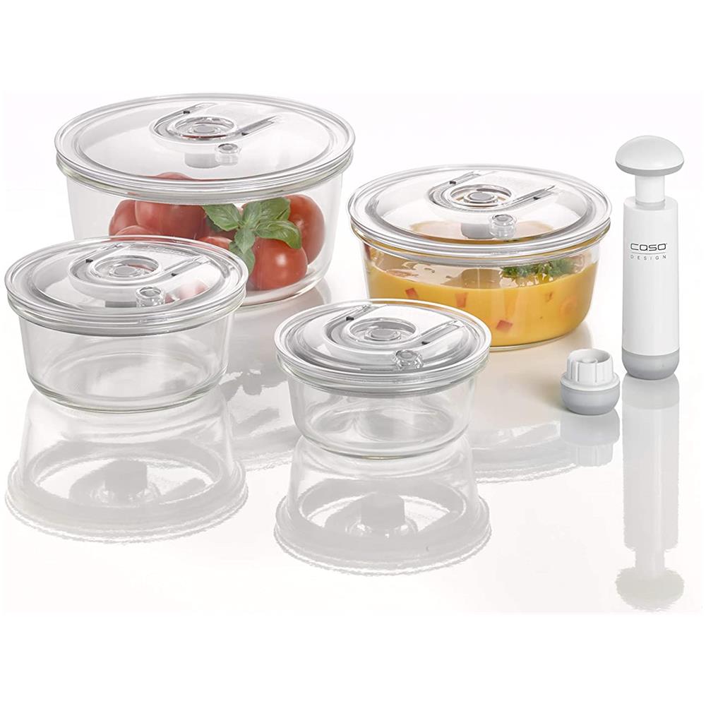 Set 4 Contenitori Sottovuoto In Vetro Di Alta Qualità Con Coperchio In Tritan Rotondo Capacità 370/620/940/1700 Ml - Foto 2