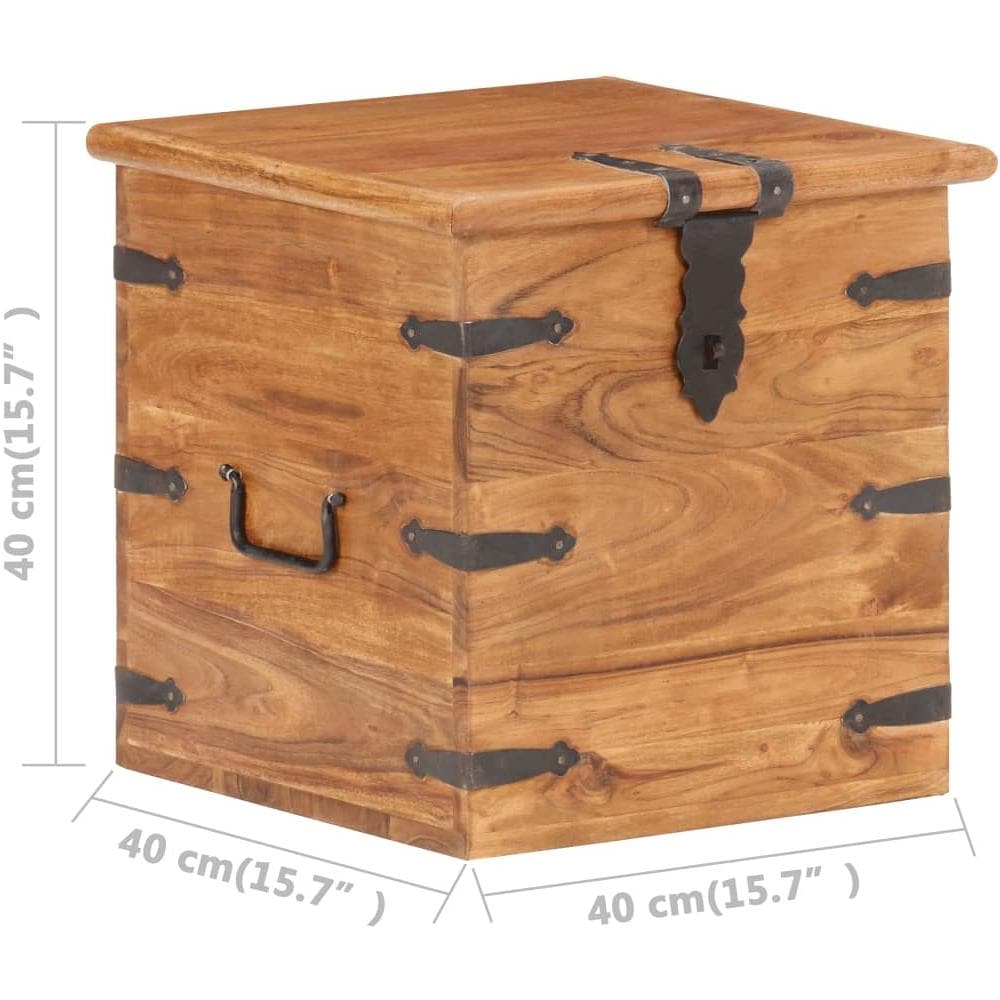Baule 40x40x40 Cm In Legno Massello Di Acacia - Foto 8
