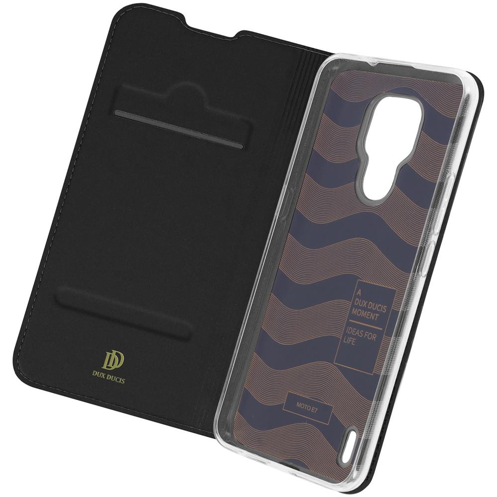 Custodia Per Motorola Moto E7 Portacarte Funzione Supporto Nero Nero - Foto 1