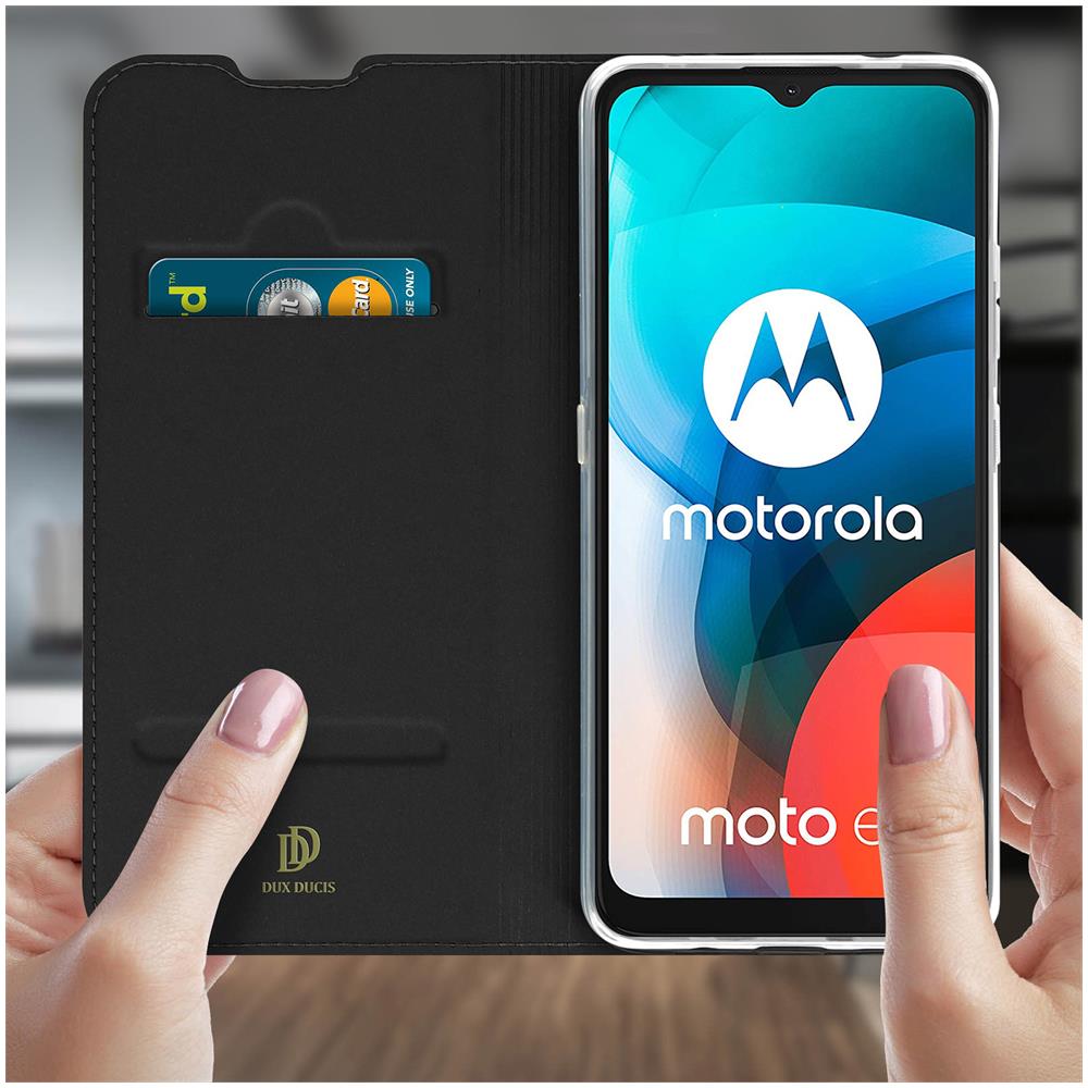 Custodia Per Motorola Moto E7 Portacarte Funzione Supporto Nero Nero - Foto 2
