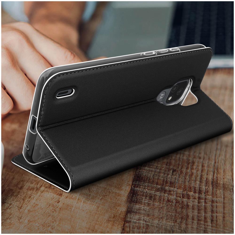 Custodia Per Motorola Moto E7 Portacarte Funzione Supporto Nero Nero - Foto 5