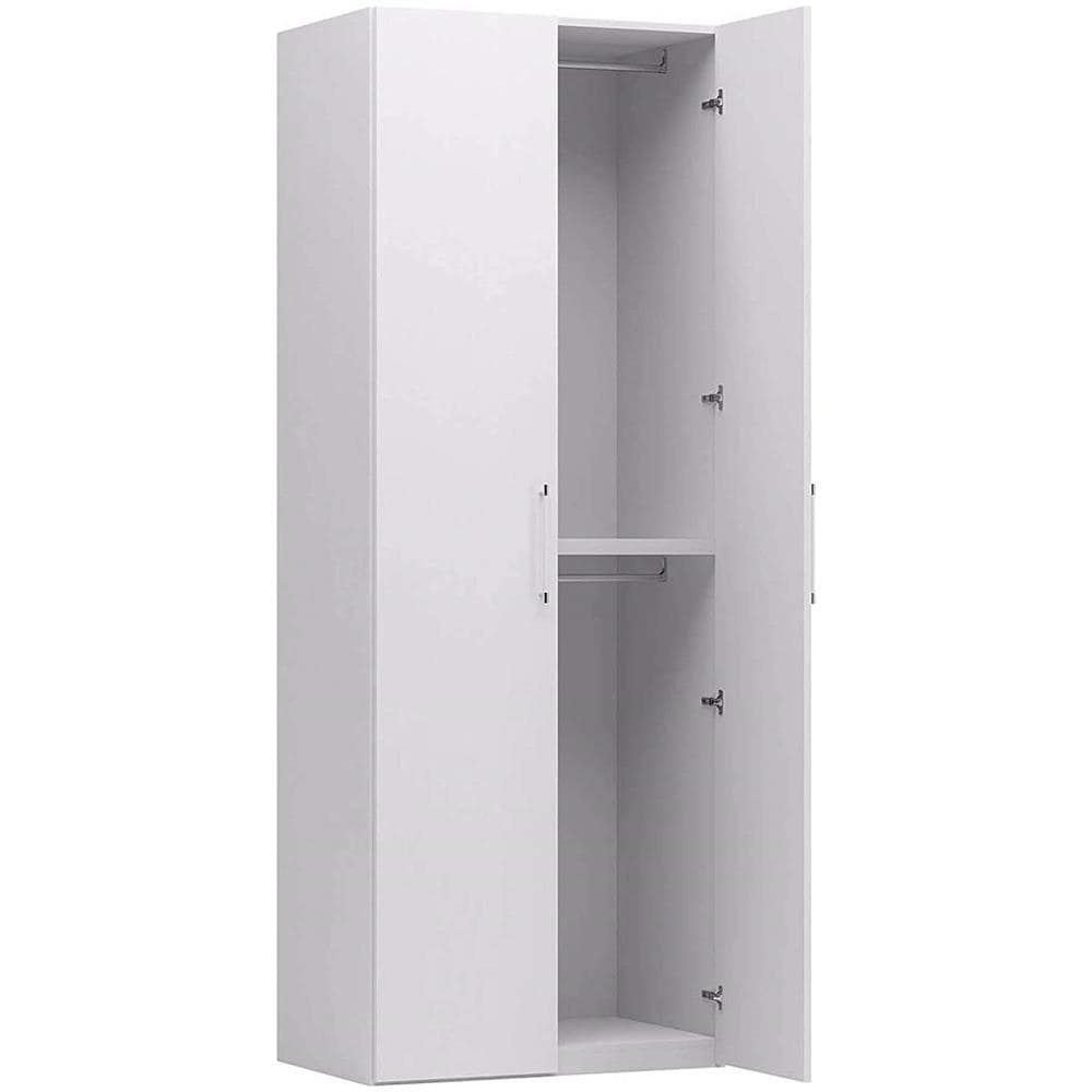 Armadio 4 Ante Battenti, colore Bianco Frassinato, Cm 180 X 247 X 58, Con Tubo Appendiabiti - Foto 2