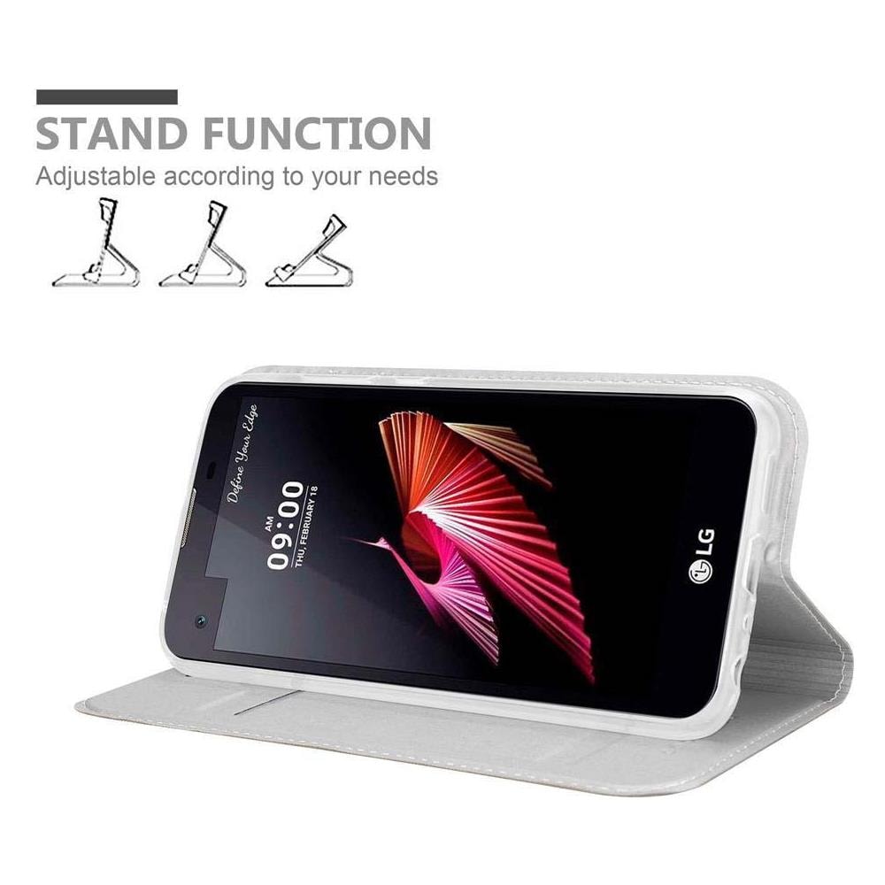 Custodia Compatibile Con Lg X Screen In Classy Argento - Coperchio Protettiva Con Chiusura Magnetica, Funzione Stand E Tasca Per Le Carte - Foto 2