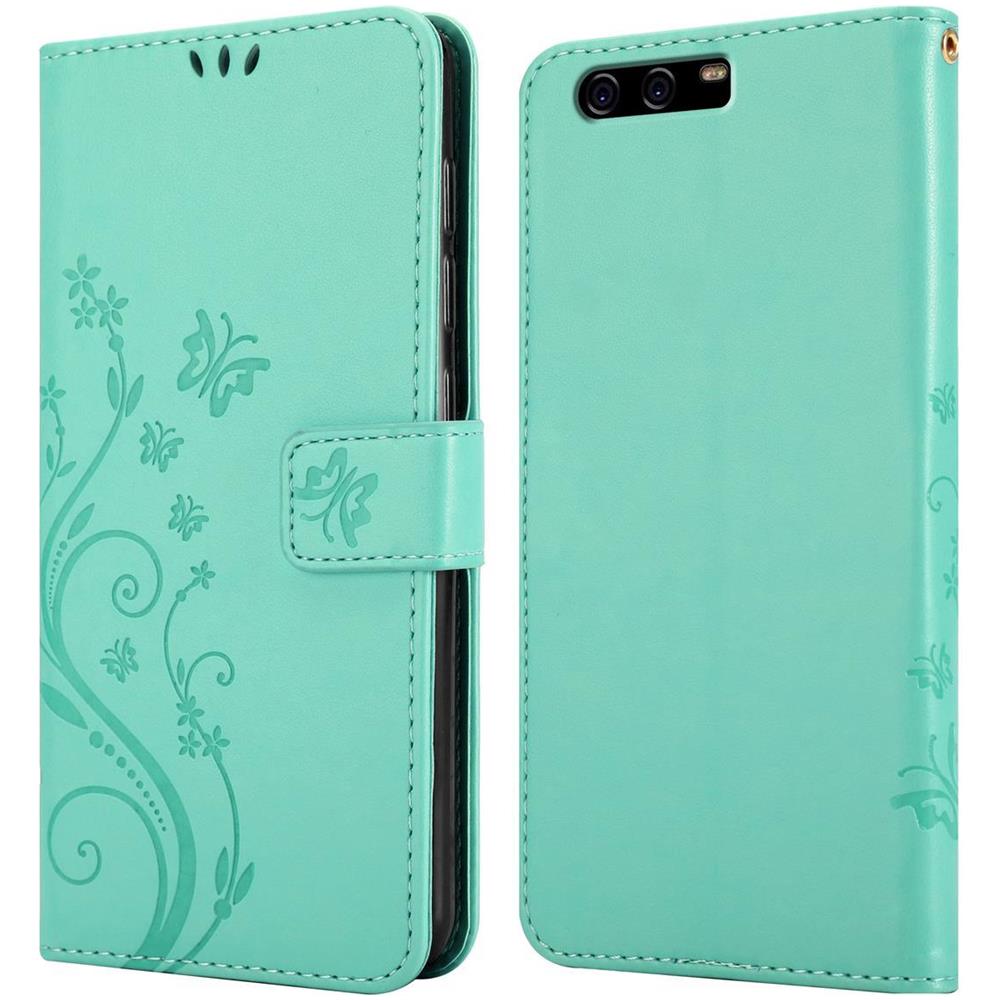 Cadorabo Custodia Compatibile Con Huawei P10 Plus In Turchese Fiore - Coperchio Protettivo In Design Floreale Con Chiusura Magnetica, Funzione Stand E Slot Per Carte - Foto 8
